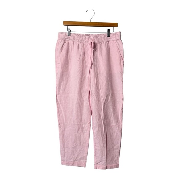 J. Crew Linen Blend Pull On Drawstring Cuffed Ankle Pants in Pale Pink Preppy - Picture 4 of 14